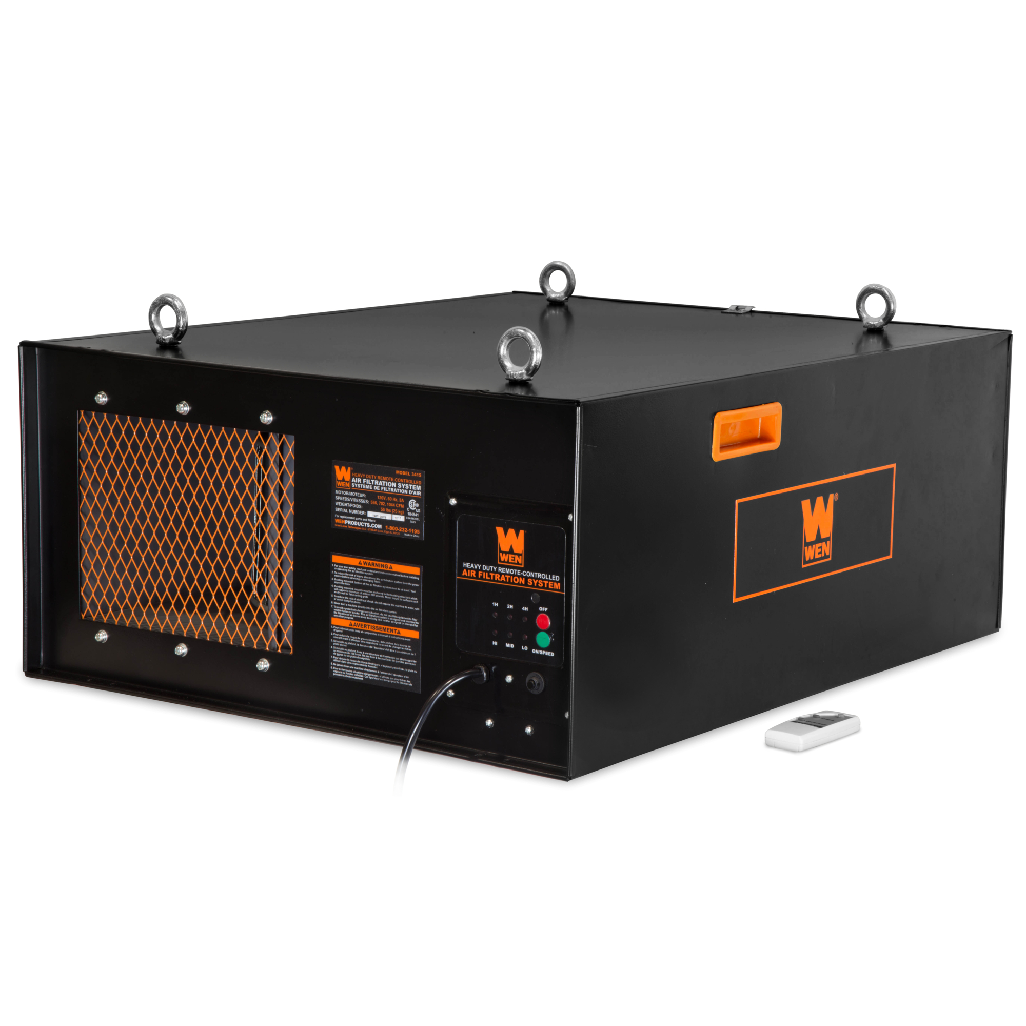 WEN 3-Speed Remote-Controlled Air Filtration System - 1044 CFM, Industrial-Strength, 63-68dB, Model# 3417
